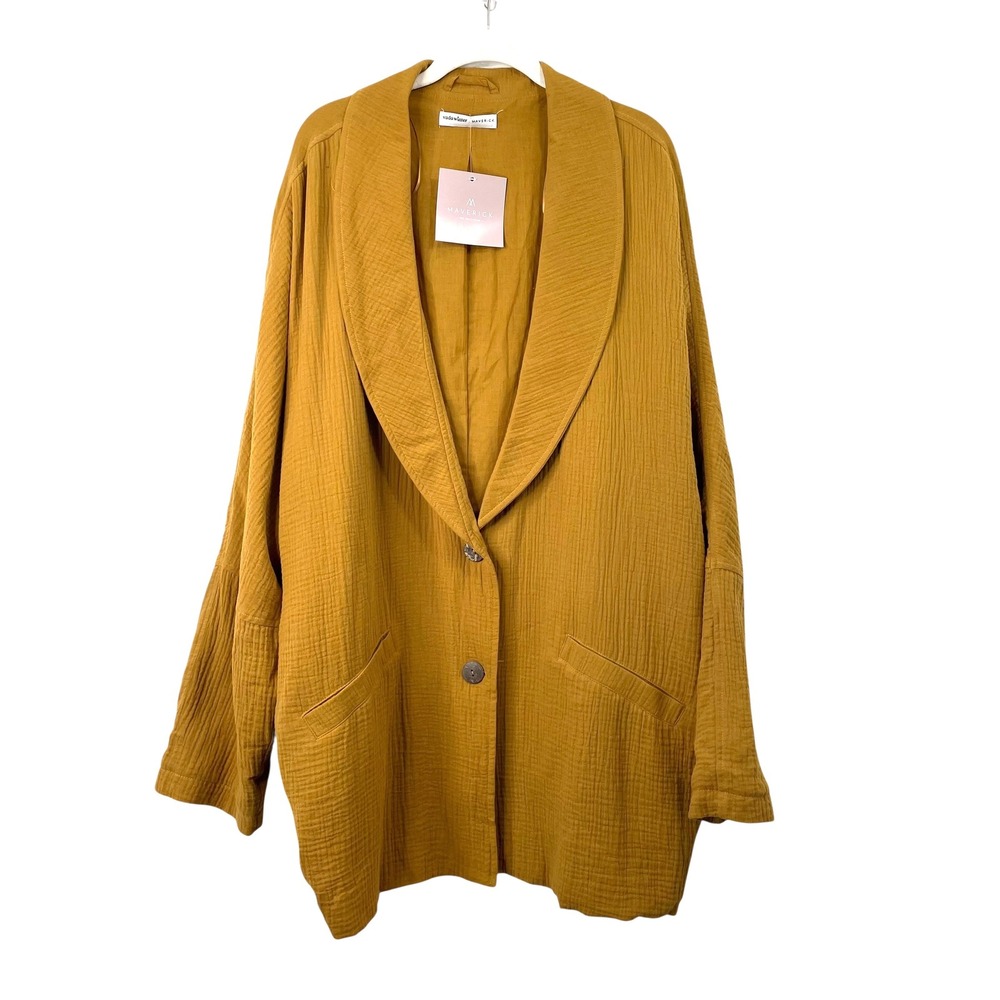 NEW Vada Winter x Maverick Adams gauze muslin blazer Size 3X mustard yellow boho